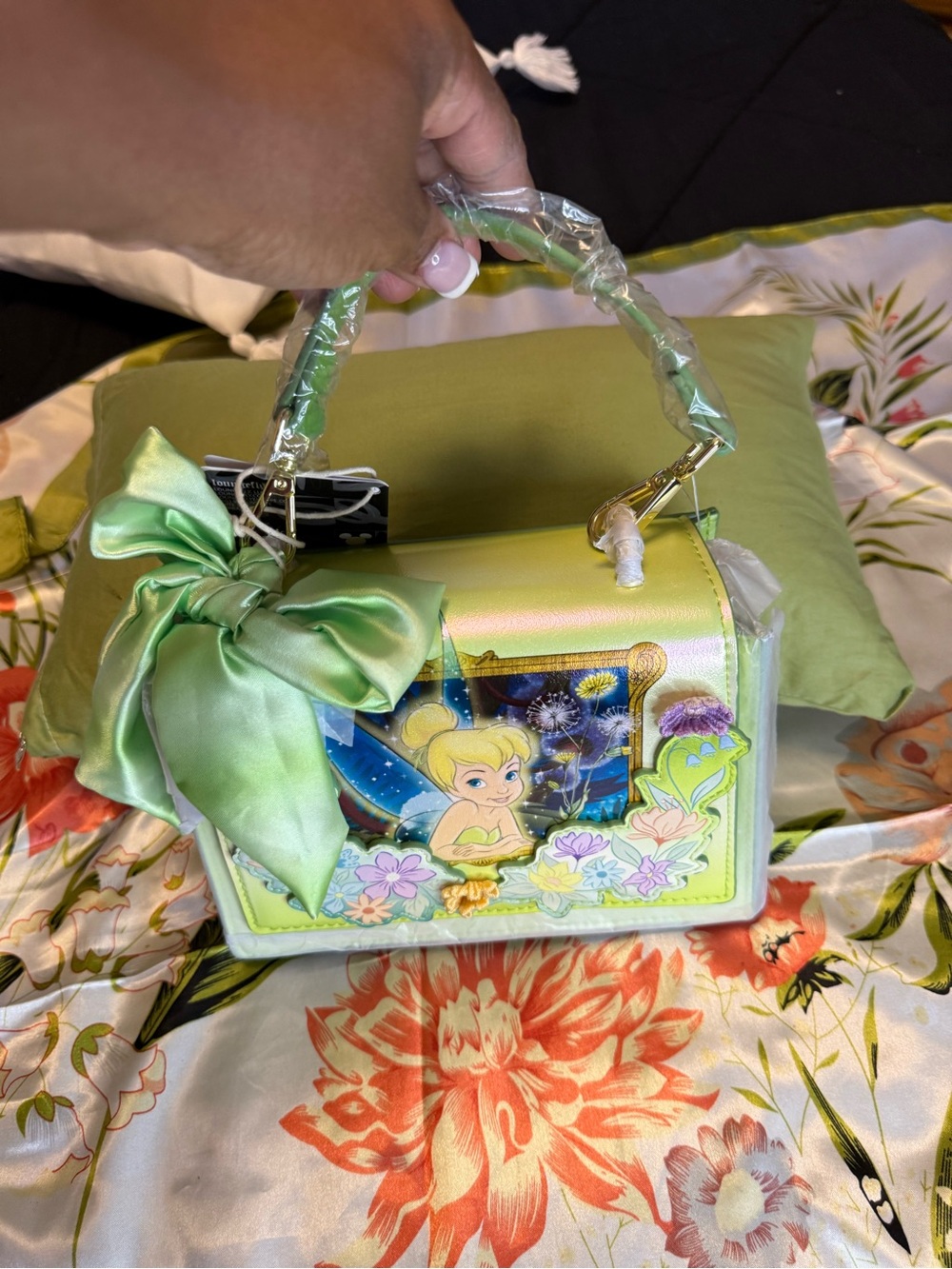 Disney Loungefly Peter Pan Tinker Bell Flower Iridescent Crossbody Bag  NWT